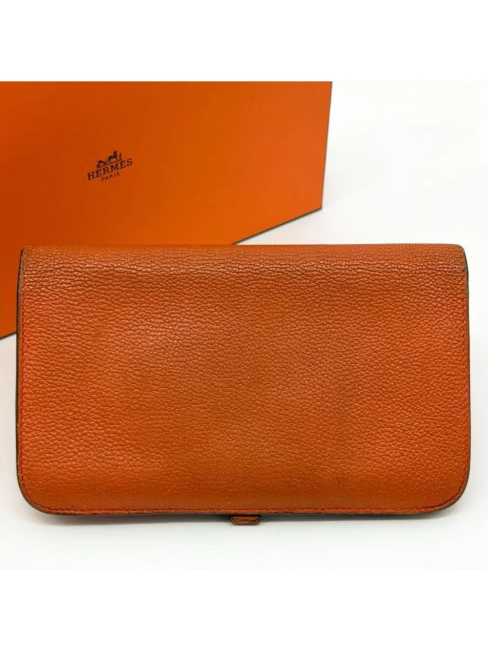 Hermes Dogon GM Duo Taurillon Clemence Orange Bifold Wallet